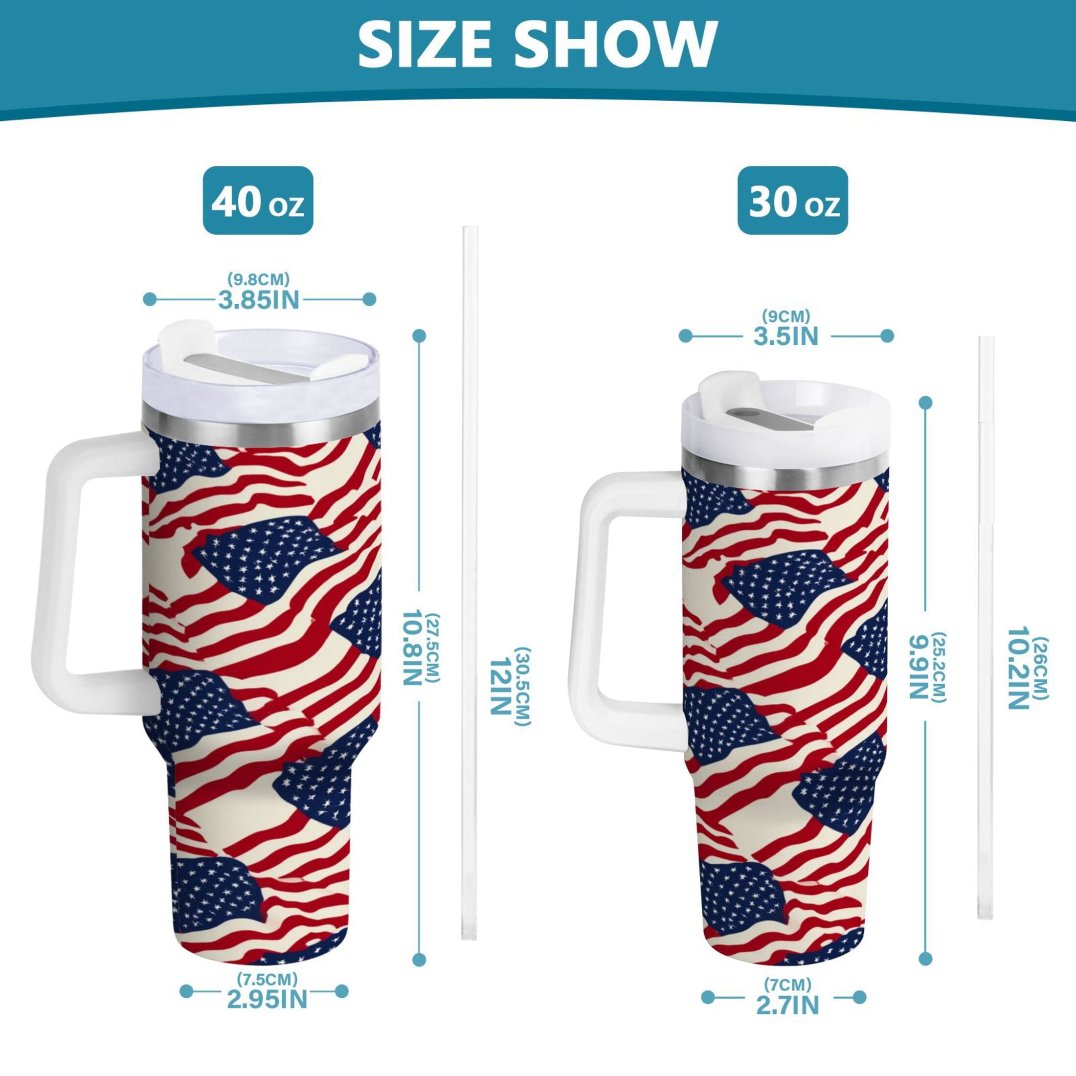 40 oz Insulated Stainless Steel Tumbler Double Wall Stainless Steel Tumbler with 2-Way Drinking Flags Abstract Design - Choice 319