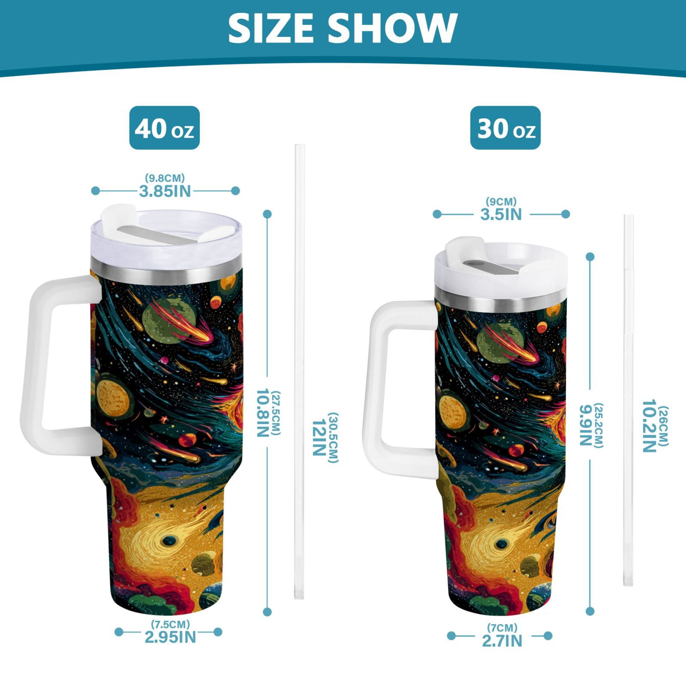 40 oz Insulated Stainless Steel Tumbler Double Wall Stainless Steel Tumbler with 2-Way Drinking Swirling Galaxy - Choice 898