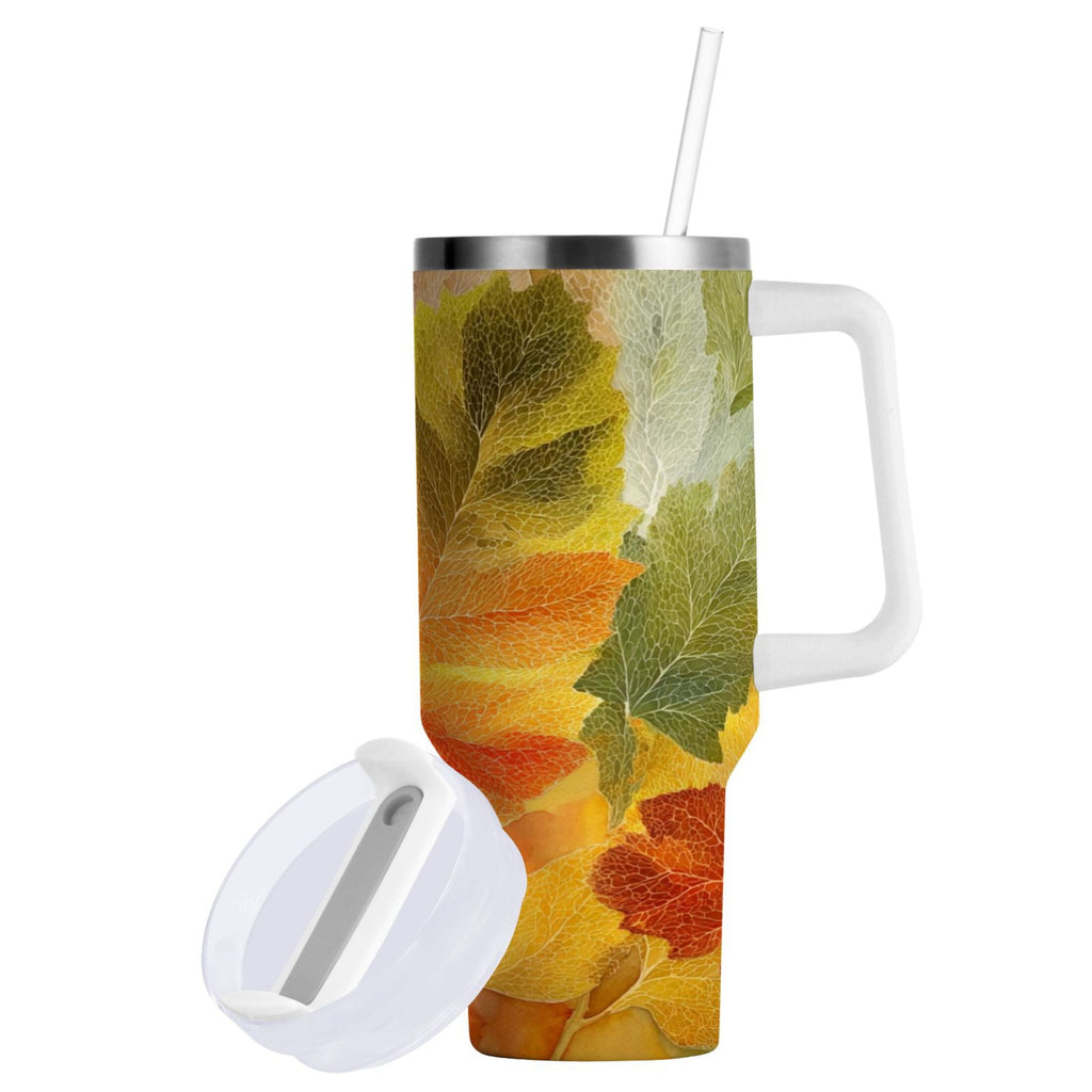 30 oz Insulated Stainless Steel Tumbler Double Wall Stainless Steel Tumbler with 2-Way Drinking Various Shades Autumn Leaves - Choice 766