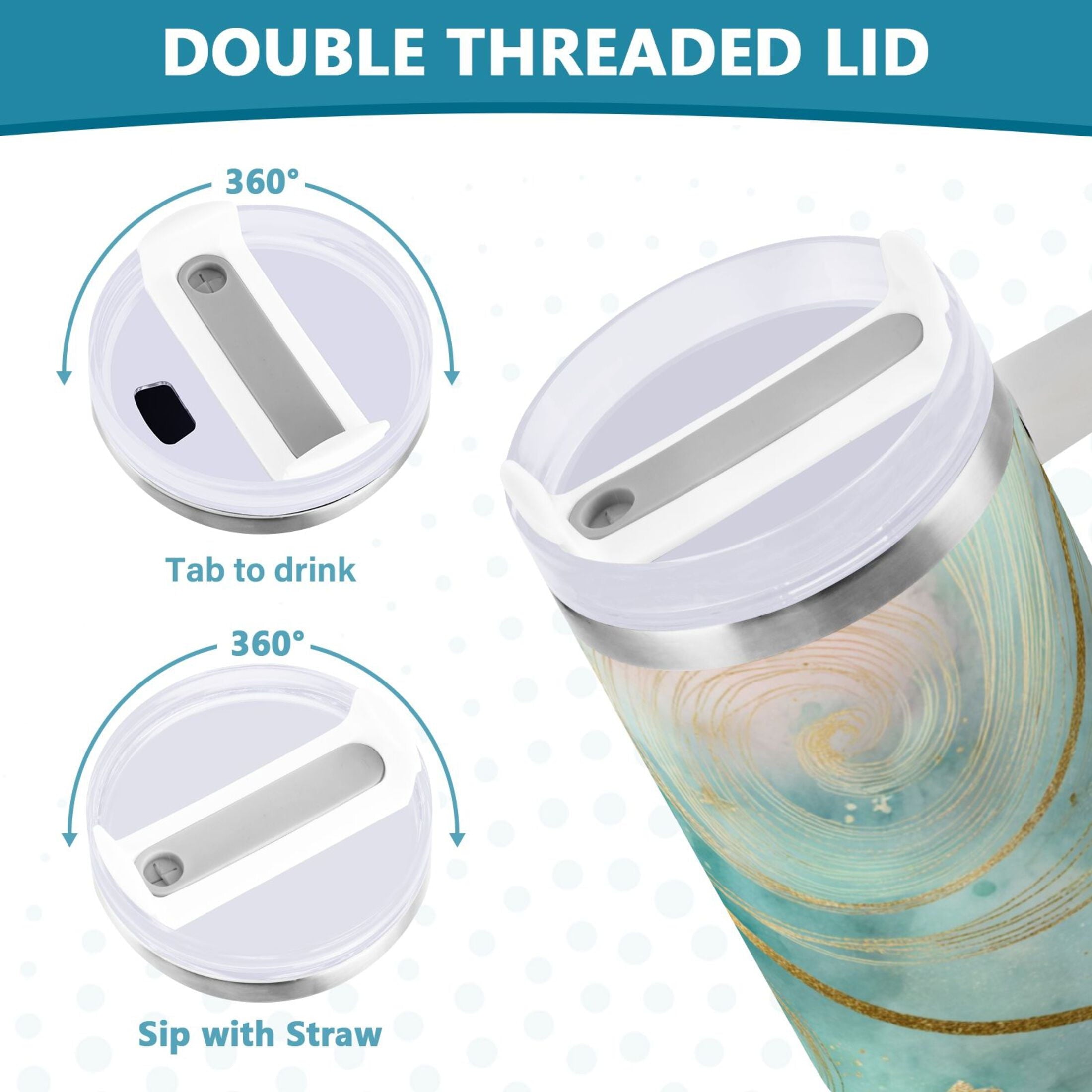 30 oz Insulated Stainless Steel Tumbler Double Wall Stainless Steel Tumbler with 2-Way Drinking Beautiful Swirling Lines - Choice 279