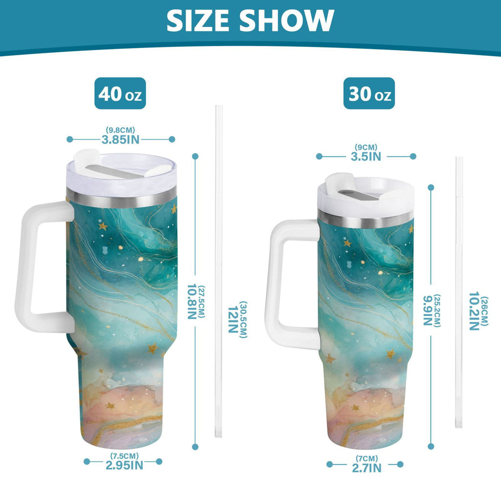 40 oz Insulated Stainless Steel Tumbler Double Wall Stainless Steel Tumbler with 2-Way Drinking Beautiful Watercolor Stars - Choice 368